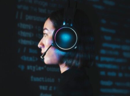 Interior of Pakistan’s first AI-powered call center in Lahore with agents using advanced voicebots