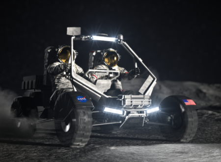 Prototype Lunar Terrain Vehicle undergoing tests at NASA’s Johnson Space Center for the 2026 Artemis mission