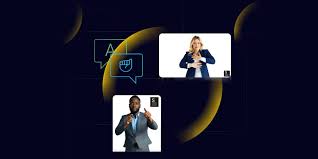 Screenshot of AI tool converting speech into Pakistani Sign Language via virtual avatar, showing a hearing person speaking and a sign-language avatar responding