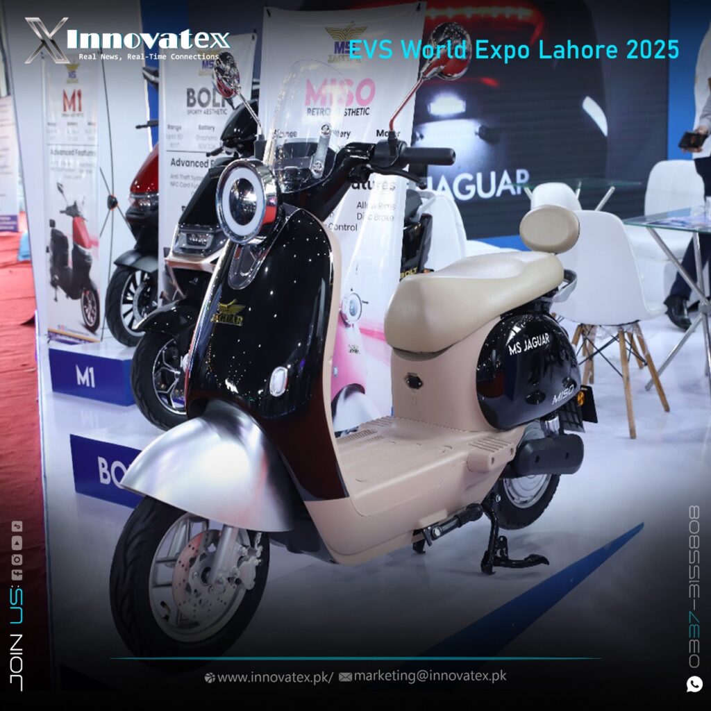 Close-up view of MS Jaguar M1 electric bike launched at EVS World 2025